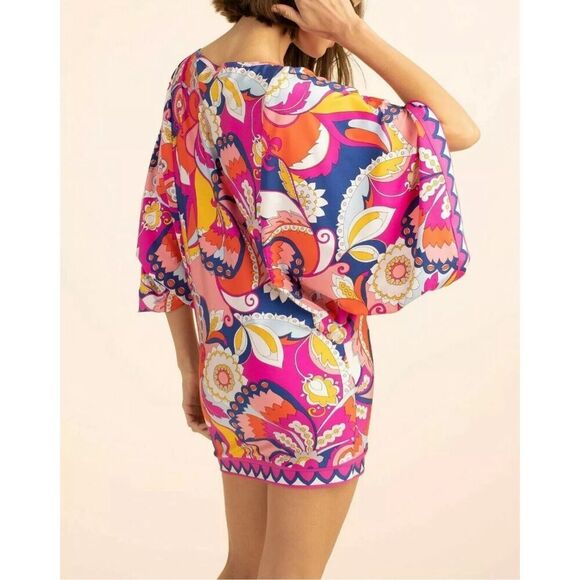 Trina Turk Sevilla Floral Swim Jersey Swimsuit Cover Up Tunic Dress L - Picture 3 of 8